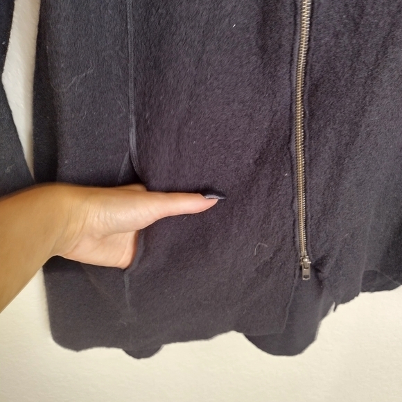 Eileen Fisher asymmetrical wool leather full zip lightweight jacket sz L - Picture 4 of 12